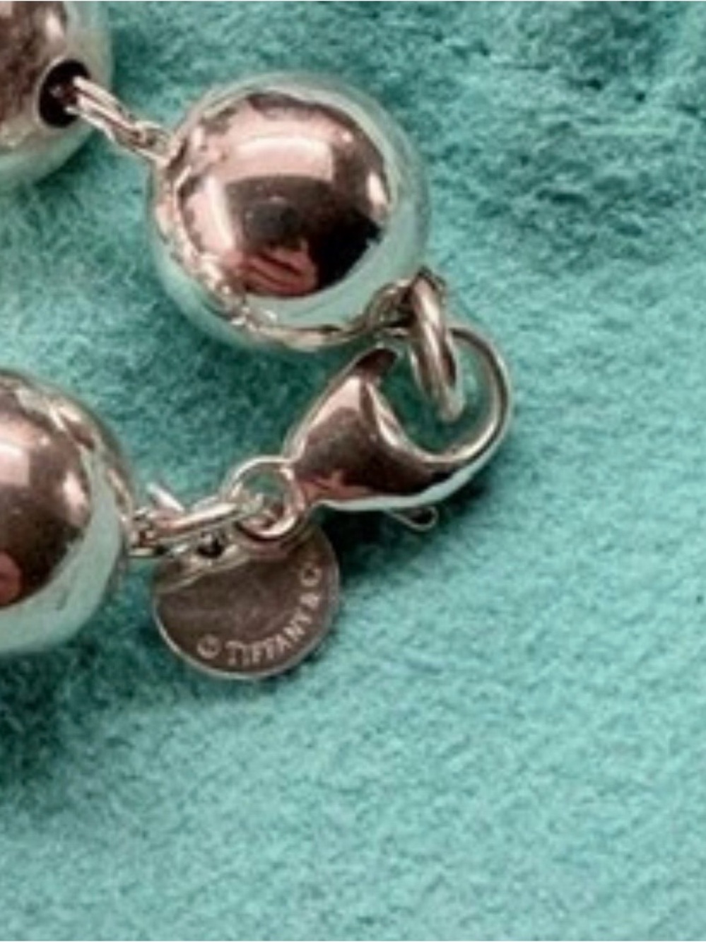 Tiffany & Co. Sterling Silver Bead Bracelet w/Tiffany Blue Pouch, no wear at all - Picture 3 of 12